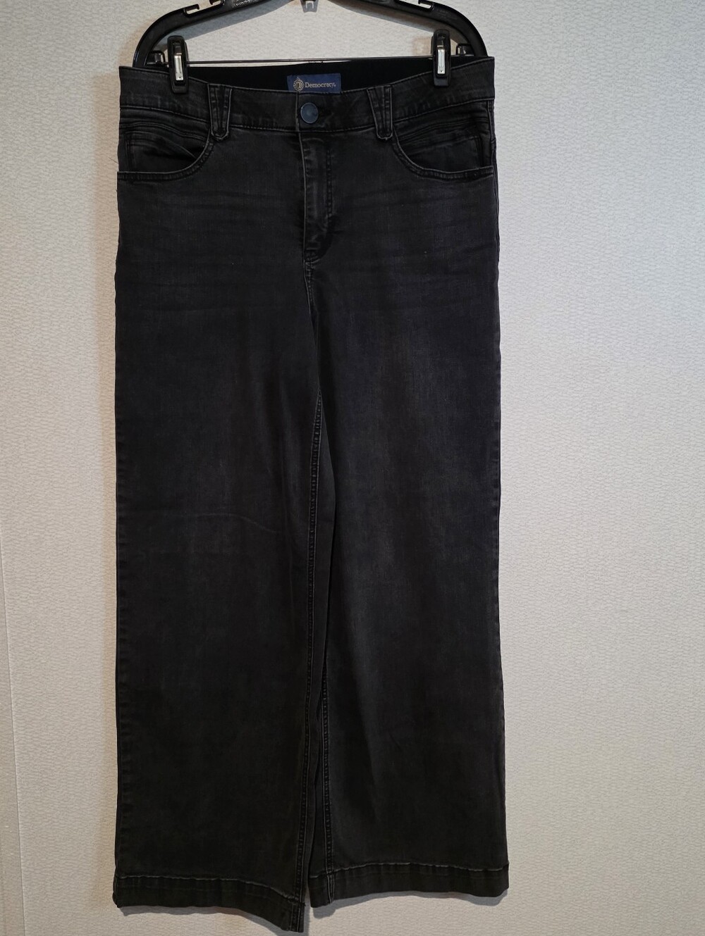 Democracy Ab Solution High Rise Wide Leg Jeans Black Stretch Size 12